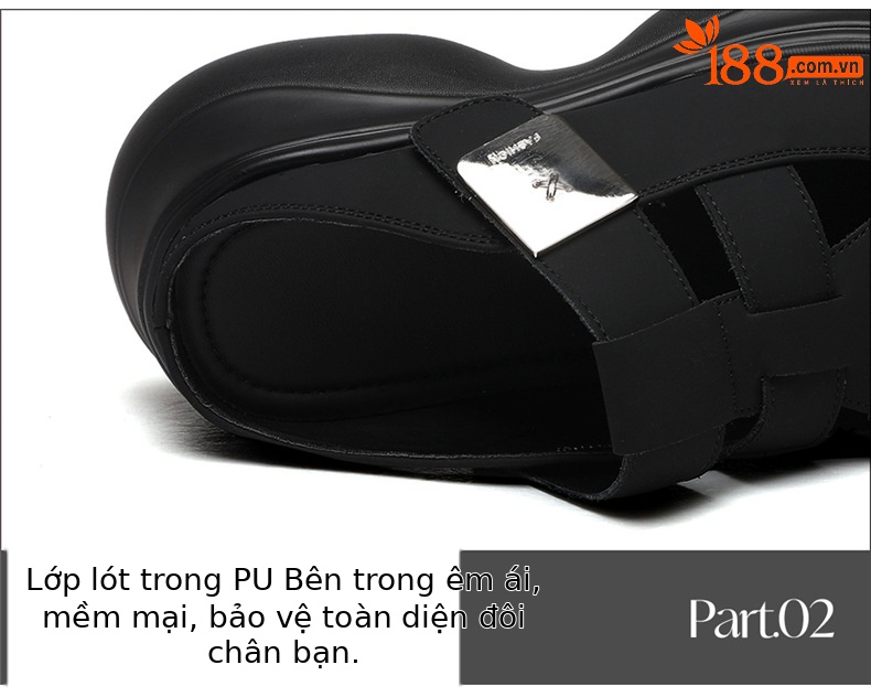 Dép sandal nữ da thật đế xuồng cao gót 7cm thoải mái đi ngoài trời mùa hè — 7183 màu be, 7183 Màu đen chi tiết 16