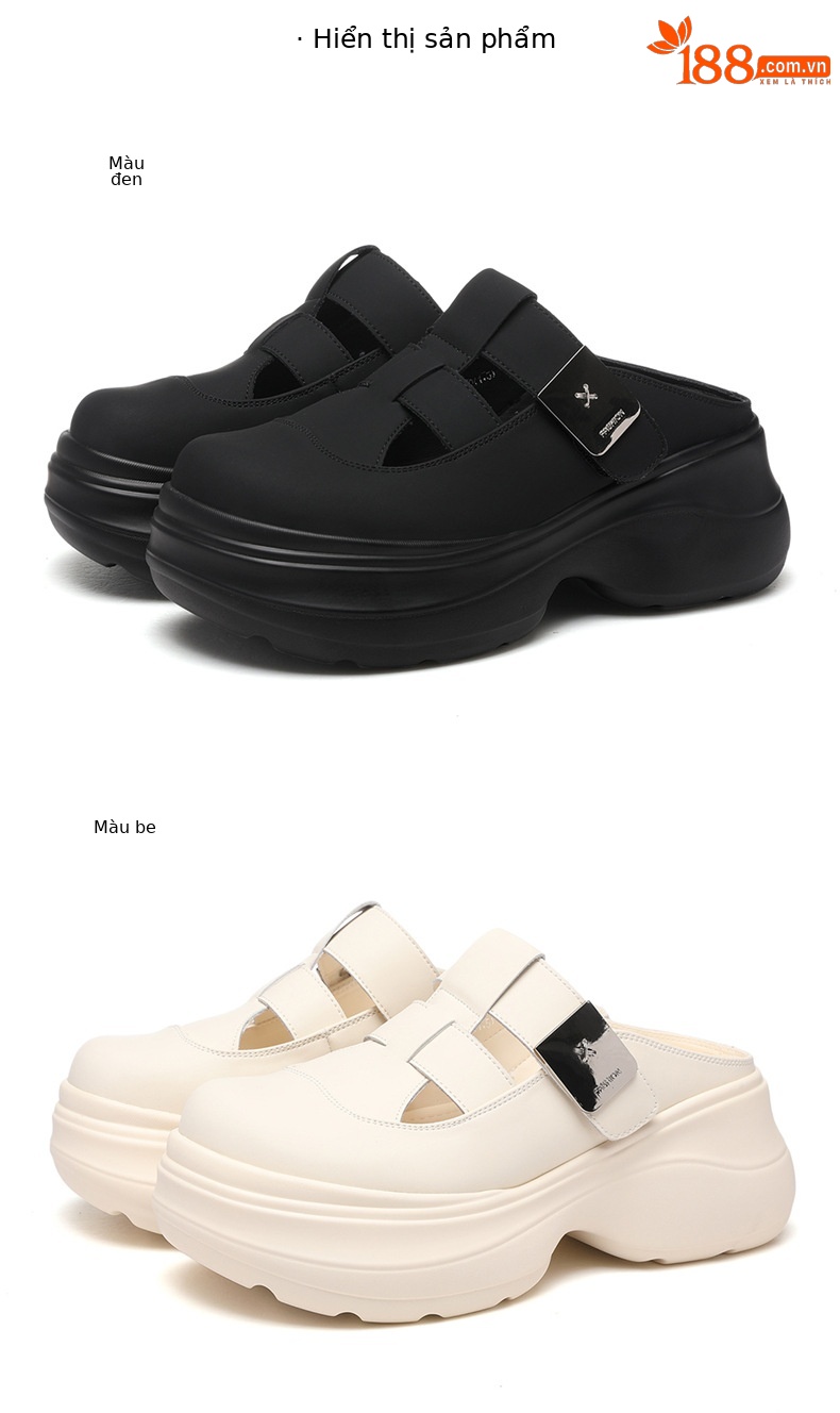 Dép sandal nữ da thật đế xuồng cao gót 7cm thoải mái đi ngoài trời mùa hè — 7183 màu be, 7183 Màu đen chi tiết 18