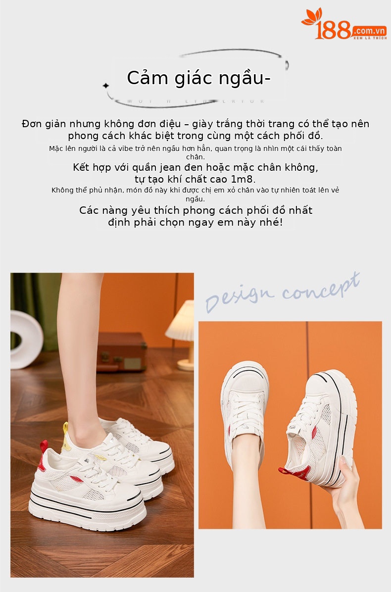 Sandal cao gót nữ hở mũi quai ngang đế dày — Trắng vàng, Trắng đỏ chi tiết 4