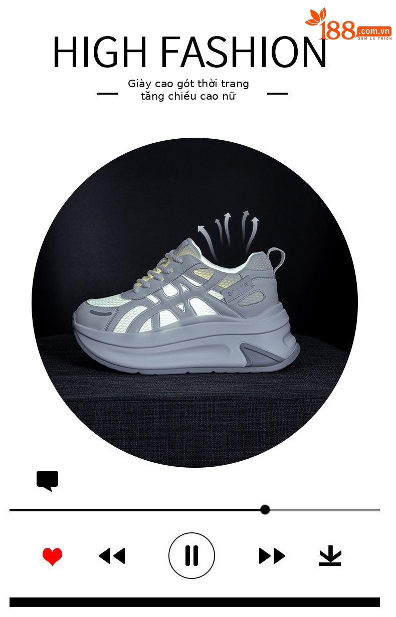 Giày sneaker nữ đế dày tăng chiều cao phong cách Agan, mẫu mới hè 2026 — M2852 Màu be, M2852 màu xanh lam, M2852 Màu vàng chi tiết 4