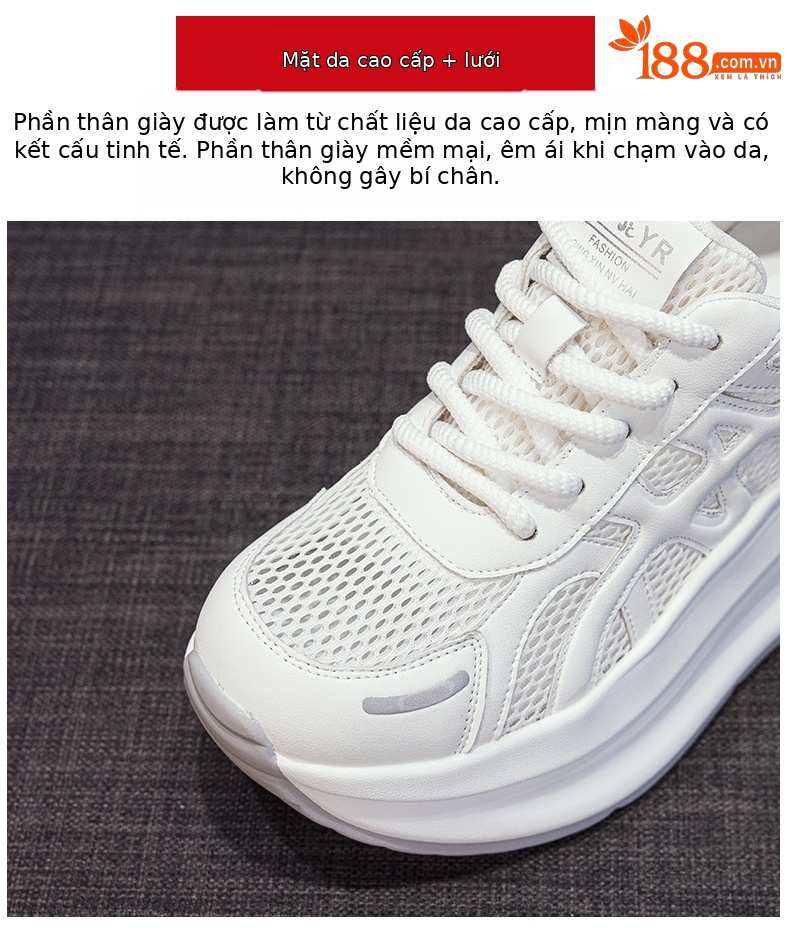 Giày sneaker nữ đế dày tăng chiều cao phong cách Agan, mẫu mới hè 2026 — M2852 Màu be, M2852 màu xanh lam, M2852 Màu vàng chi tiết 6