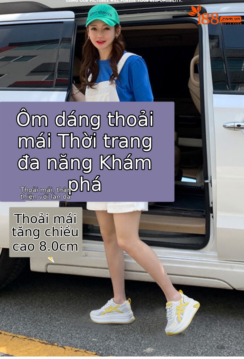 Giày sneaker nữ đế dày tăng chiều cao phong cách Agan, mẫu mới hè 2026 — M2852 Màu be, M2852 màu xanh lam, M2852 Màu vàng chi tiết 1