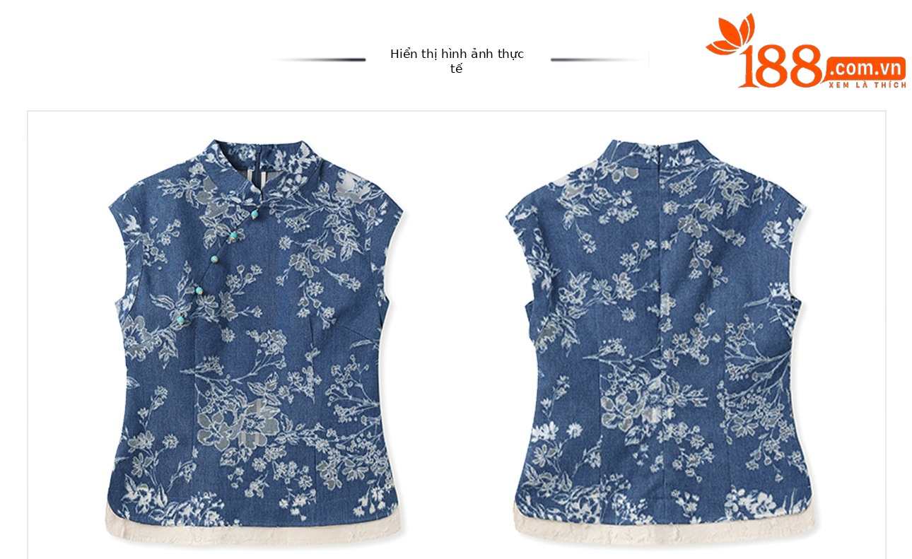 Áo sơ mi phong cách Trung Hoa cổ điển mùa hè, thêu hoa cháy nhẹ nhàng, kiểu ZX N4076 — Màu xanh nhạt [mẫu ngắn], Màu xanh nhạt [kiểu dài] chi tiết 4