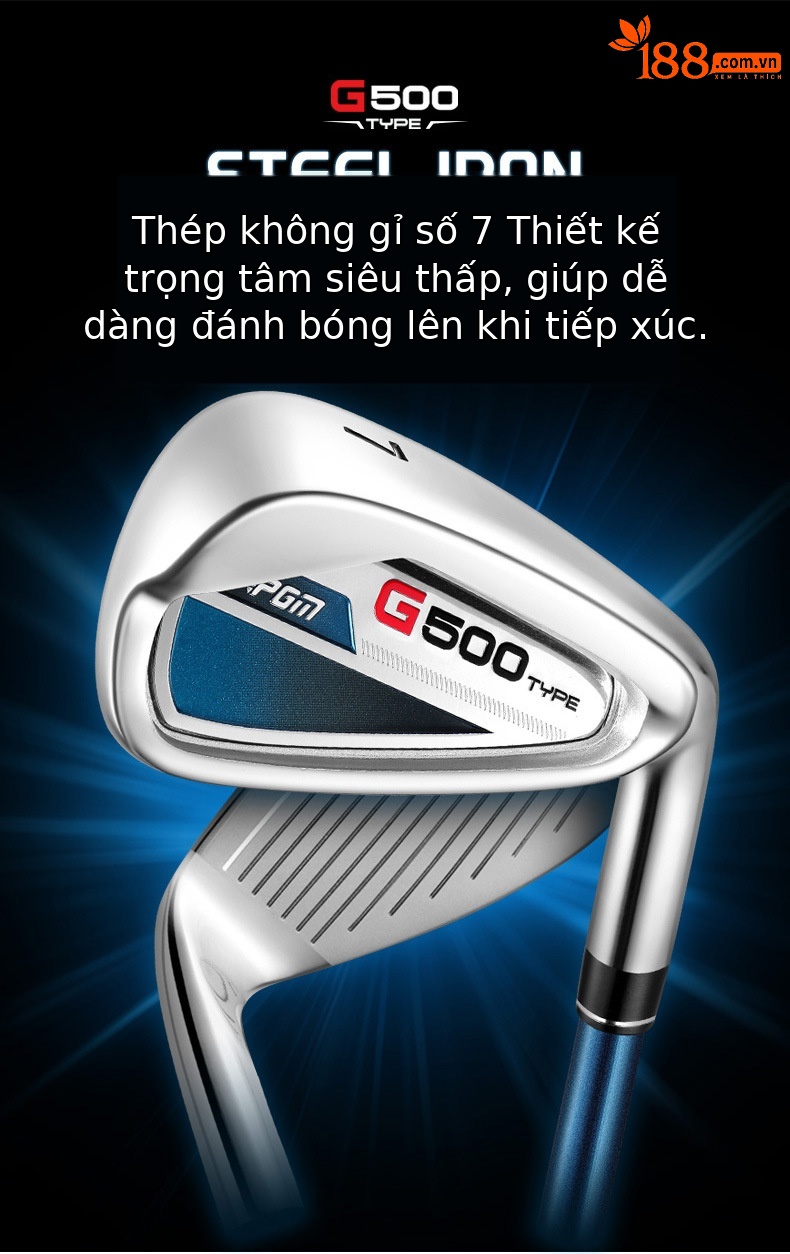 Gậy sắt golf số 7 PGM Hardcore thép không gỉ trọng tâm thấp — [Trục carbon cấp S] Sắt số 7 màu đen và xanh TIG075, [Trục carbon hạng R] Sắt số 7 màu đen và xanh TIG075, [Trục thép] Sắt số 7 màu đen và xanh TIG075 chi tiết 3