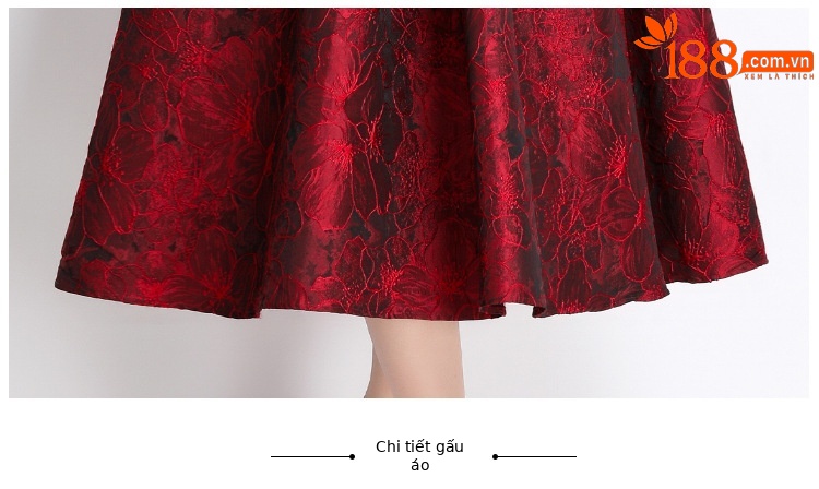 Đầm maxi nữ thắt eo kiểu Pháp tay ngắn cổ bẻ jacquard thanh lịch mùa hè 2025 — Màu xanh lam, Màu tím, Màu hồng, Màu đỏ chi tiết 12
