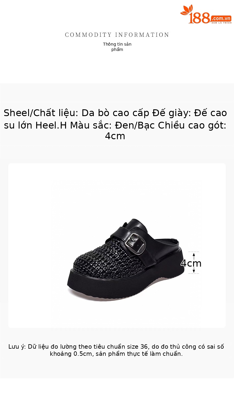Dép Birkenstock nữ đế dày da thật mũi kín hở gót kiểu mới mùa hè — đen chi tiết 1