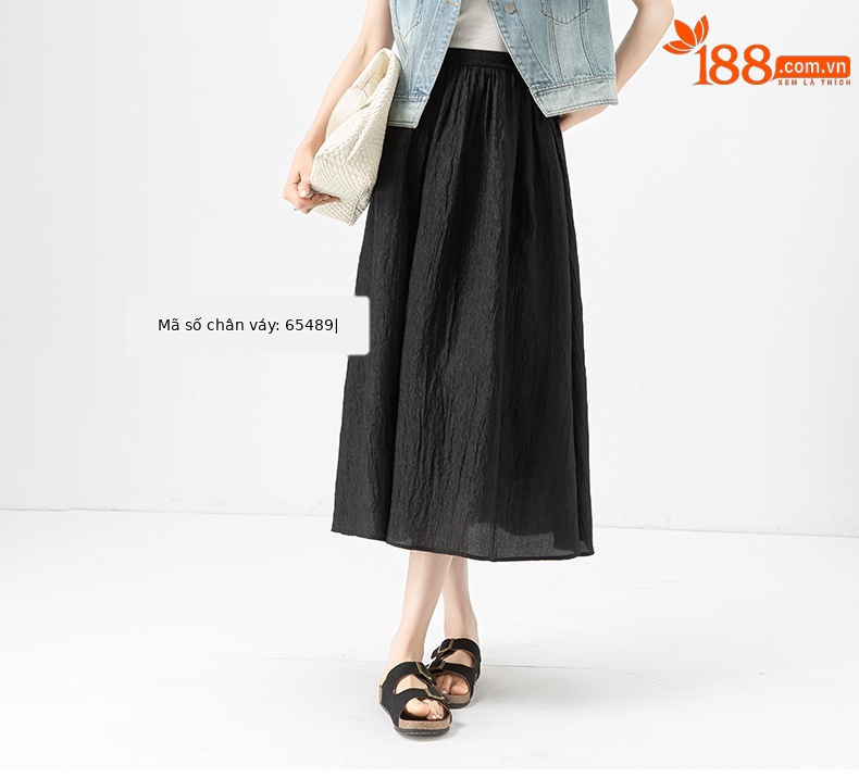 Áo gi lê denim vạt chéo Xinge không tay, may thủ công đính kim cương, dáng rộng suông — Màu xanh lam nhạt chi tiết 6
