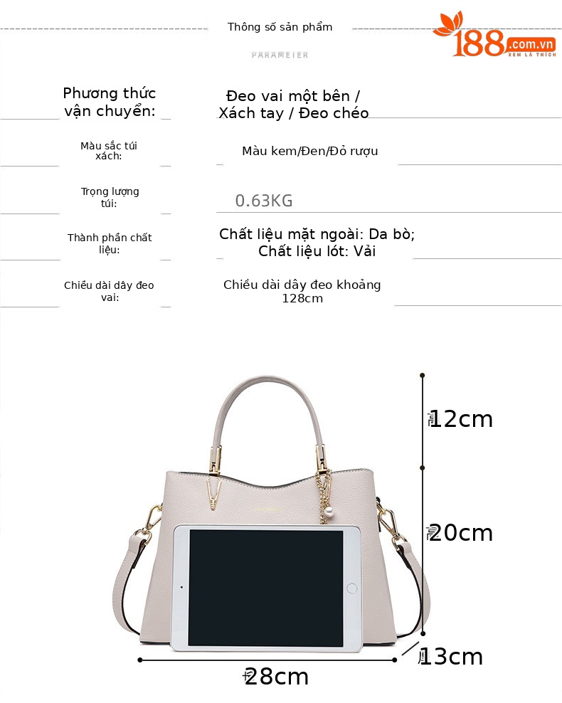 Túi tote nữ cỡ lớn cao cấp mẫu mới 2026, quà tặng sinh nhật mẹ, túi đeo vai mùa thu đông chi tiết 3