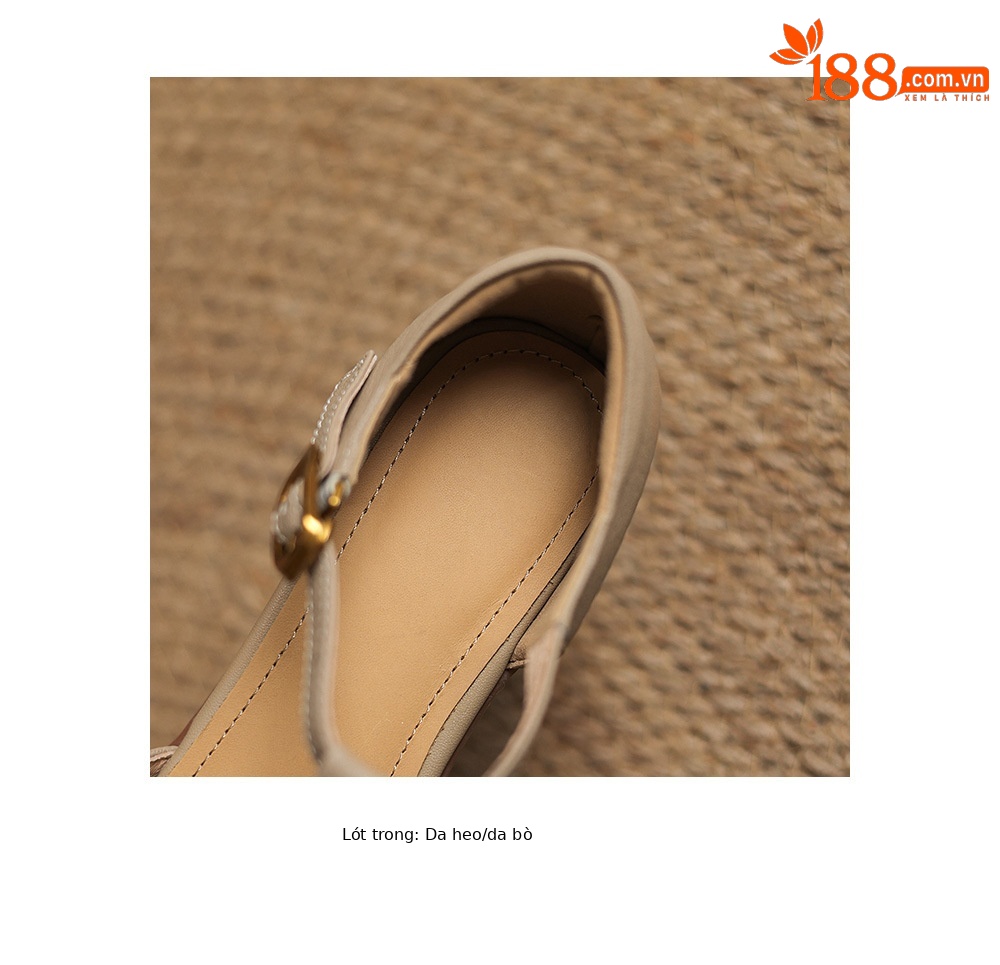Sandal nữ quai ngang da cừu kiểu La Mã đế dày khoét lỗ dệt — Màu trắng nhạt chi tiết 19