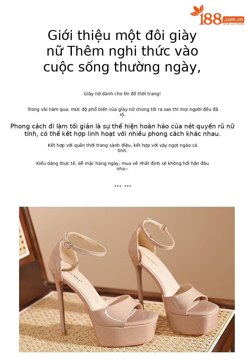 Giày sandal cao gót hở mũi quai một chữ, gót nhọn 12 cm, thoáng khí — Hình khỏa thân-12cm chi tiết 2