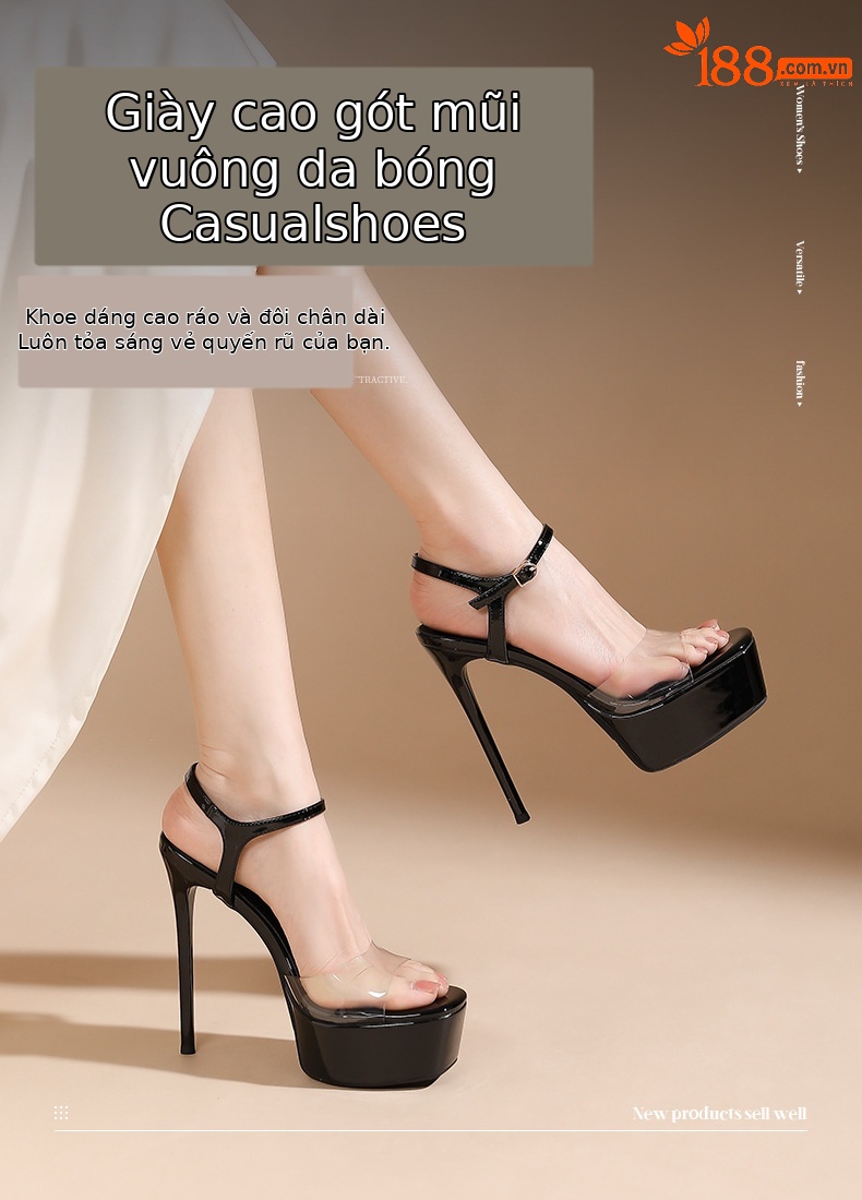 Sandal cao gót hở ngón trong suốt gót nhọn 12 cm — Hình khỏa thân-12cm chi tiết 1