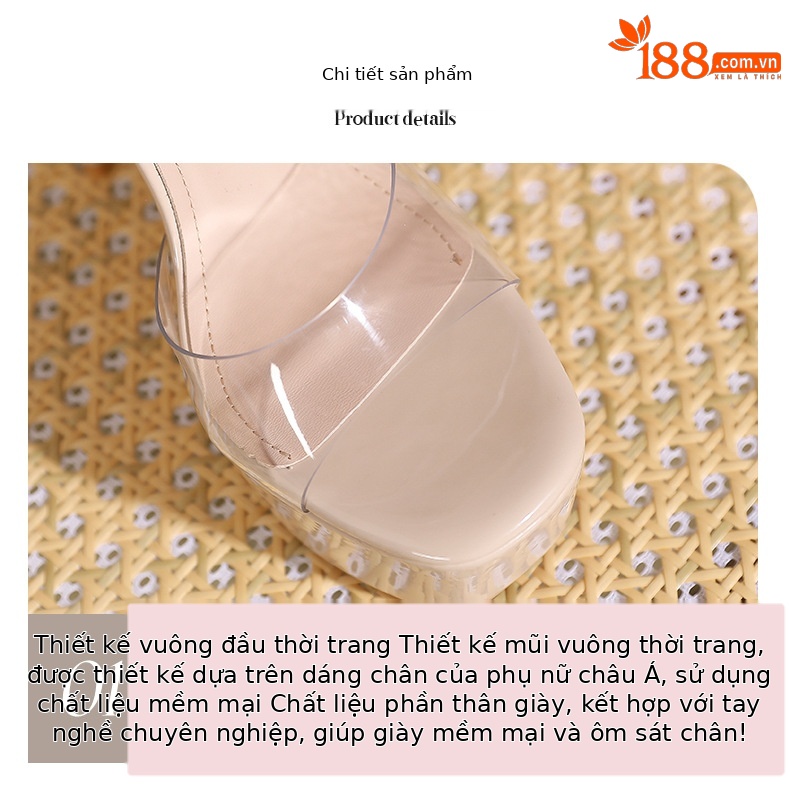 Sandal cao gót hở ngón trong suốt gót nhọn 12 cm — Hình khỏa thân-12cm chi tiết 3