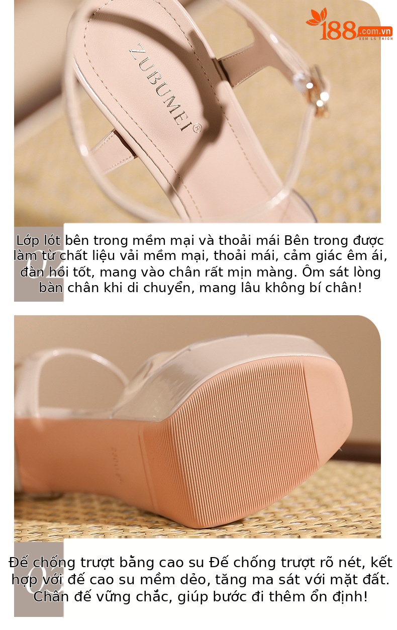 Sandal cao gót hở ngón trong suốt gót nhọn 12 cm — Hình khỏa thân-12cm chi tiết 4