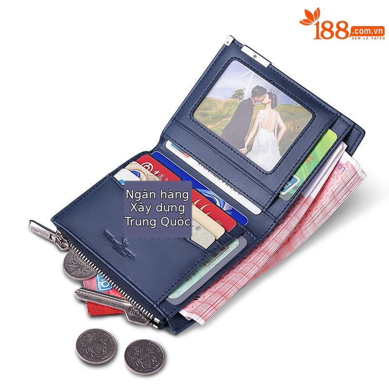 Ví nam gập mini Emperor Paul vải canvas siêu mỏng đựng thẻ và tiền xu