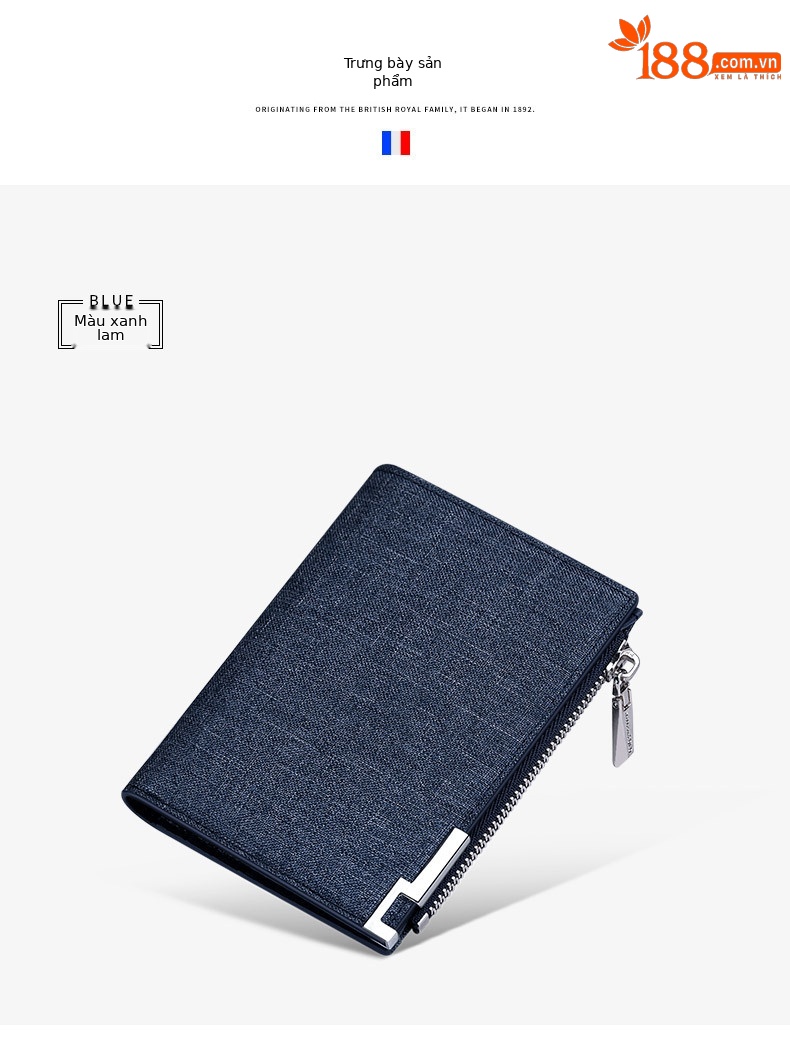 Ví nam gập mini Emperor Paul vải canvas siêu mỏng đựng thẻ và tiền xu chi tiết 13