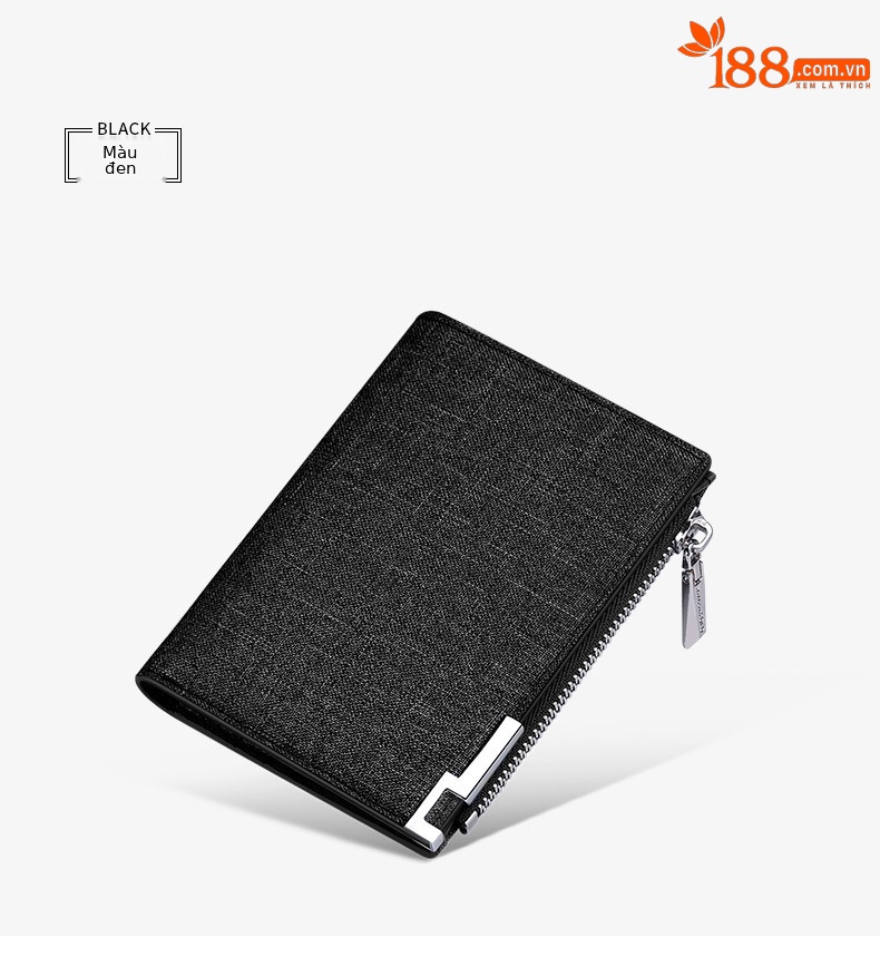 Ví nam gập mini Emperor Paul vải canvas siêu mỏng đựng thẻ và tiền xu chi tiết 16