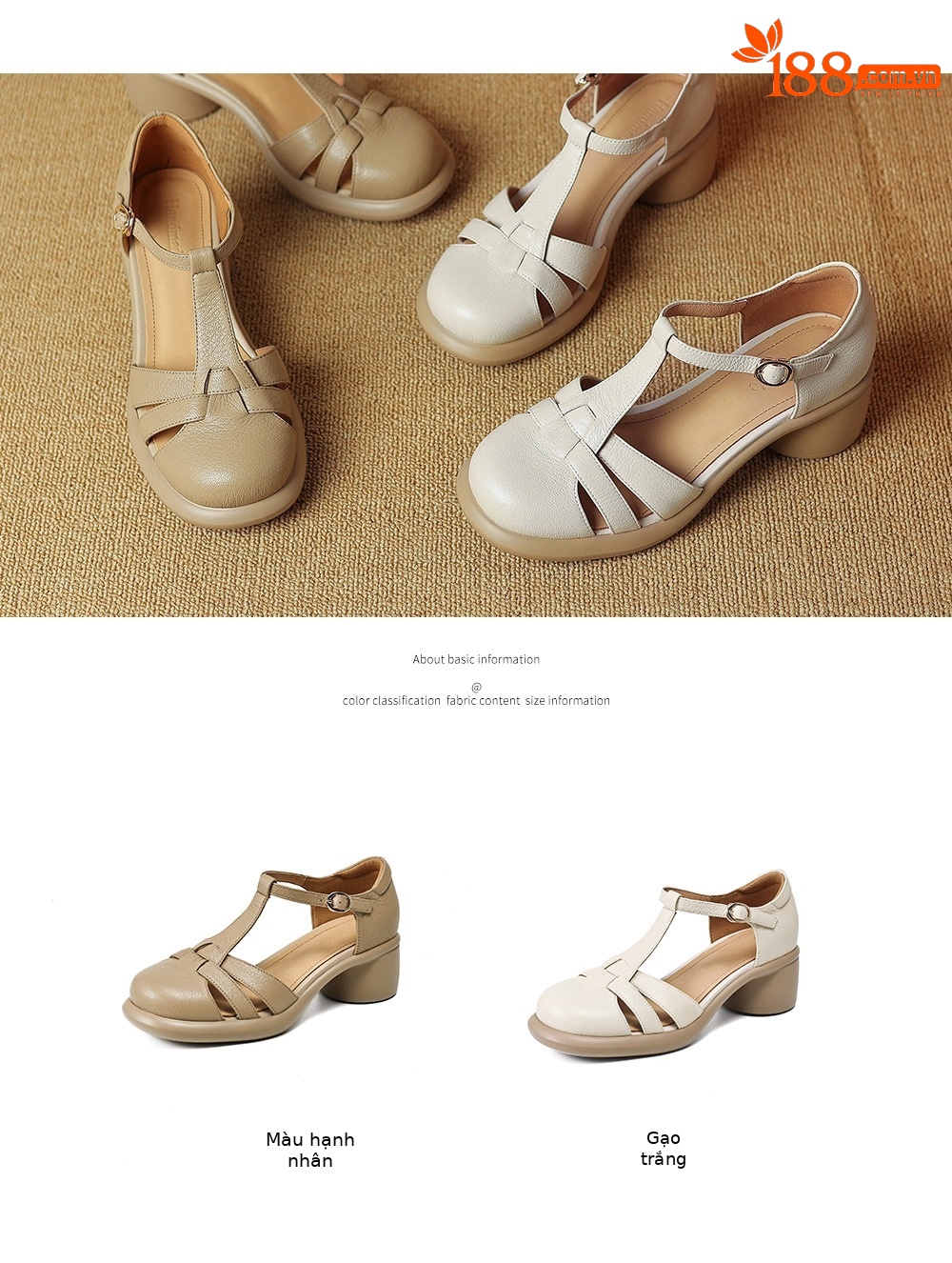 Sandal Mary Jane nữ đế dày gót vuông mũi tròn dệt kiểu La Mã — Màu trắng nhạt chi tiết 5