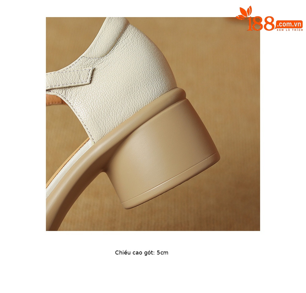 Sandal Mary Jane nữ đế dày gót vuông mũi tròn dệt kiểu La Mã — Màu trắng nhạt chi tiết 18