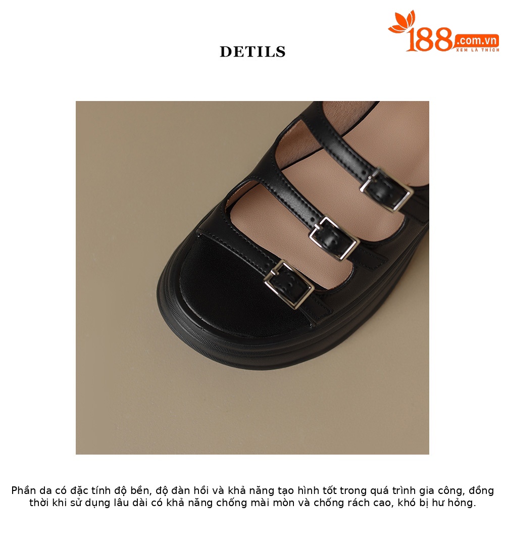 Dép sandal nữ quai ngang hở mũi đế bệt siêu nhẹ phong cách La Mã — đen chi tiết 16