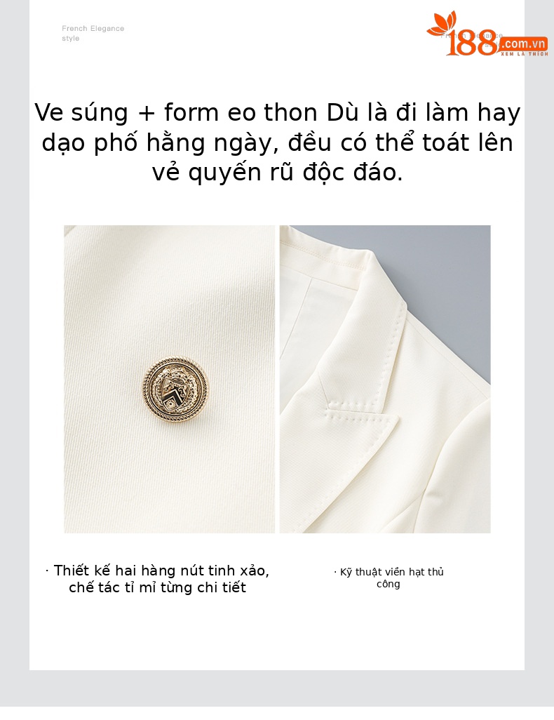 Đầm blazer nữ công sở ve áo hai bên ngực, eo thon gọn, dáng suông nhẹ — Màu xanh lục nhạt chi tiết 5