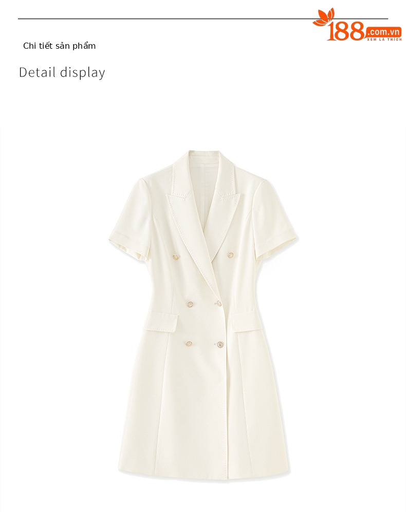 Đầm blazer nữ công sở ve áo hai bên ngực, eo thon gọn, dáng suông nhẹ — Màu xanh lục nhạt chi tiết 15