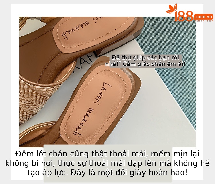 Dép sandal nữ quai ngang mũi vuông gót vuông kiểu Pháp mùa hè 2025 — Màu trắng be, Màu mơ chi tiết 6