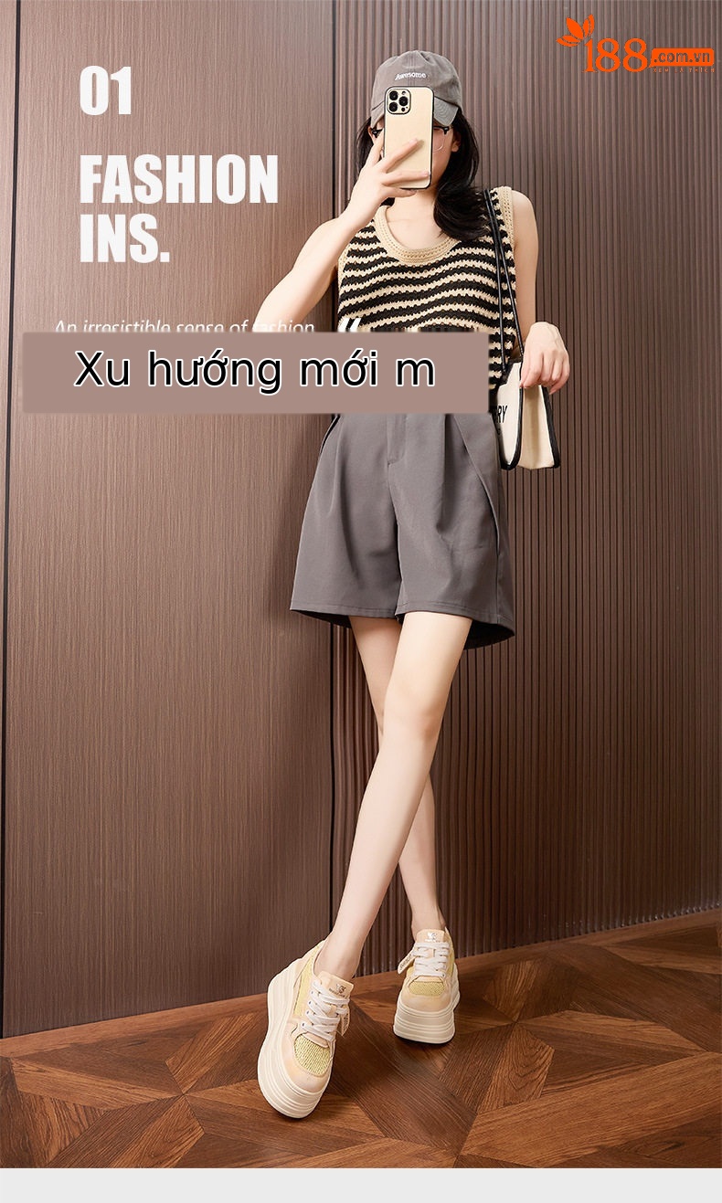 Sandal cao gót nữ hở mũi quai ngang đế xuồng gót 8 cm — Trắng, Vàng chi tiết 2