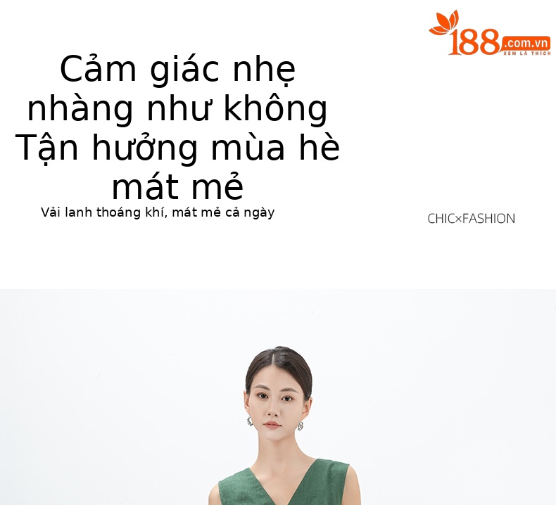 Đầm maxi nữ thắt eo cổ chữ V vải lanh kiểu Pháp — Màu đen chi tiết 1