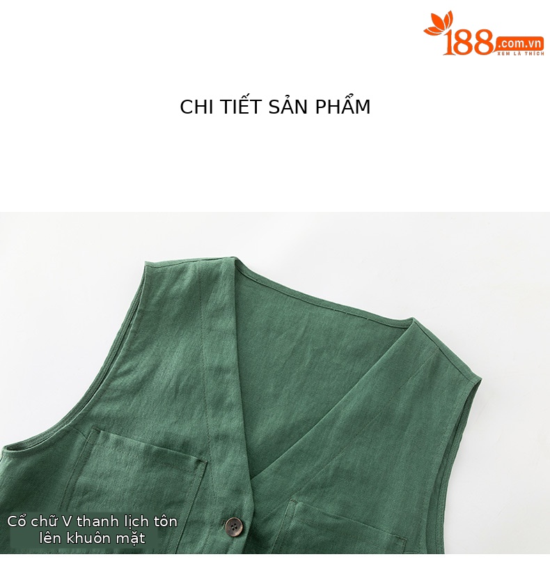 Đầm maxi nữ thắt eo cổ chữ V vải lanh kiểu Pháp — Màu đen chi tiết 16