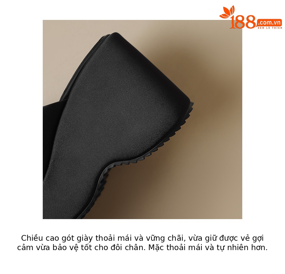 Sandal cao gót nữ hở mũi phong cách Anh đế xốp dày — Màu đen chi tiết 18