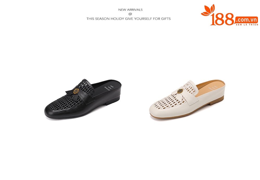 Dép sandal nữ bít mũi đế bằng họa tiết hoa sơn trà phong cách Anh — đen chi tiết 6