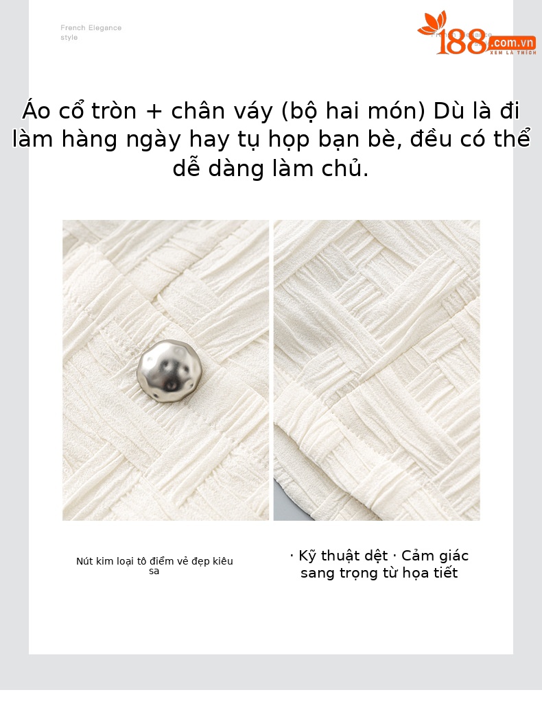 Set áo ngắn tay phong cách hương thơm nhỏ kết hợp chân váy ôm hông nữ mùa hè — mơ chi tiết 5