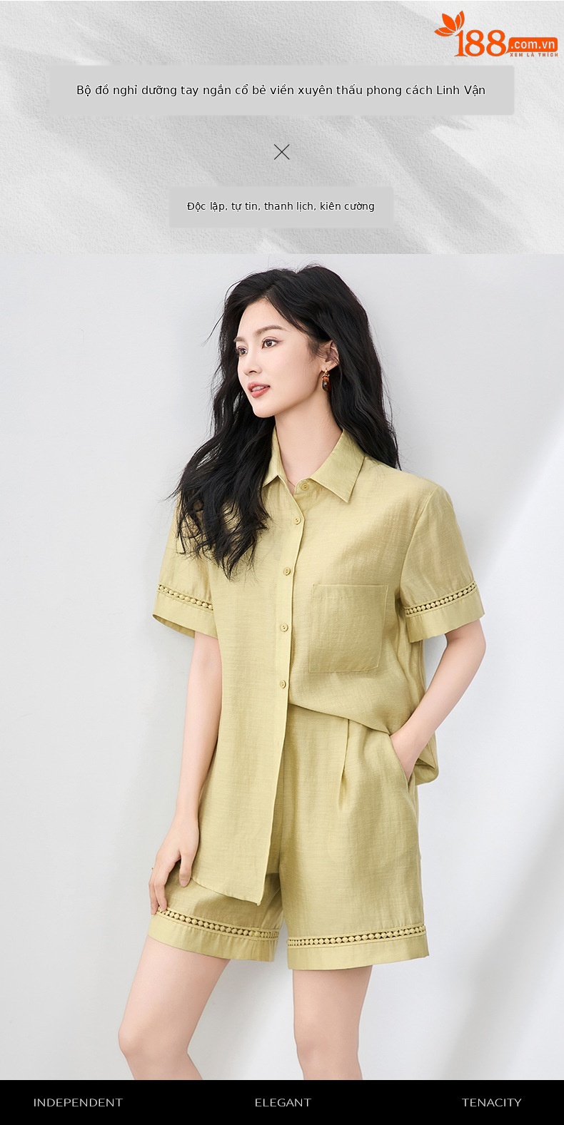 Áo sơ mi khoác pha vải lanh Tencel tay dài + quần short rộng thùng thình bộ hai mảnh mùa hè — Màu trắng chi tiết 1