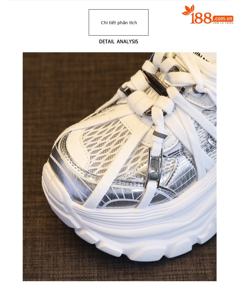 Giày sneaker nữ đế dày lưới thoáng khí phong cách bánh xốp — Màu hồng xanh lam chi tiết 7