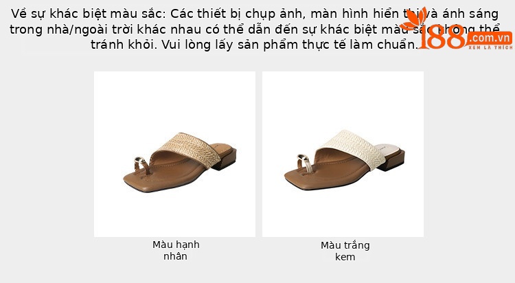 Dép cói mùa hè quai ngang mũi vuông gót dày kim loại — Màu trắng nhạt, mơ chi tiết 1
