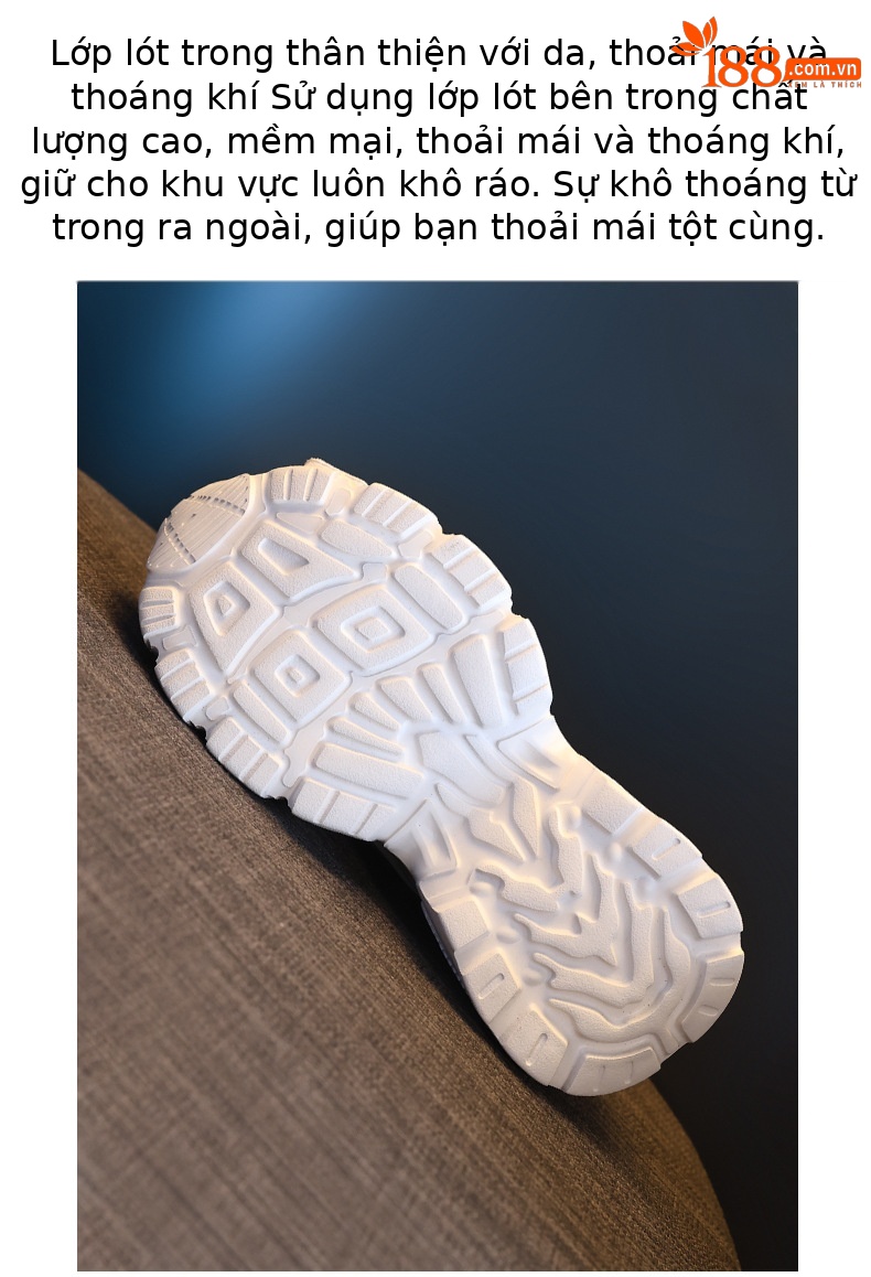 Giày sneaker chunky đế dày tăng chiều cao đính đá cho nữ — Màu trắng chi tiết 9