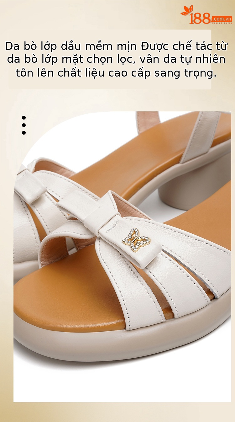 Sandal quai ngang đế dày da thật, giày nữ phối màu mùa hè, đế mềm gót thô — Màu đen chi tiết 7