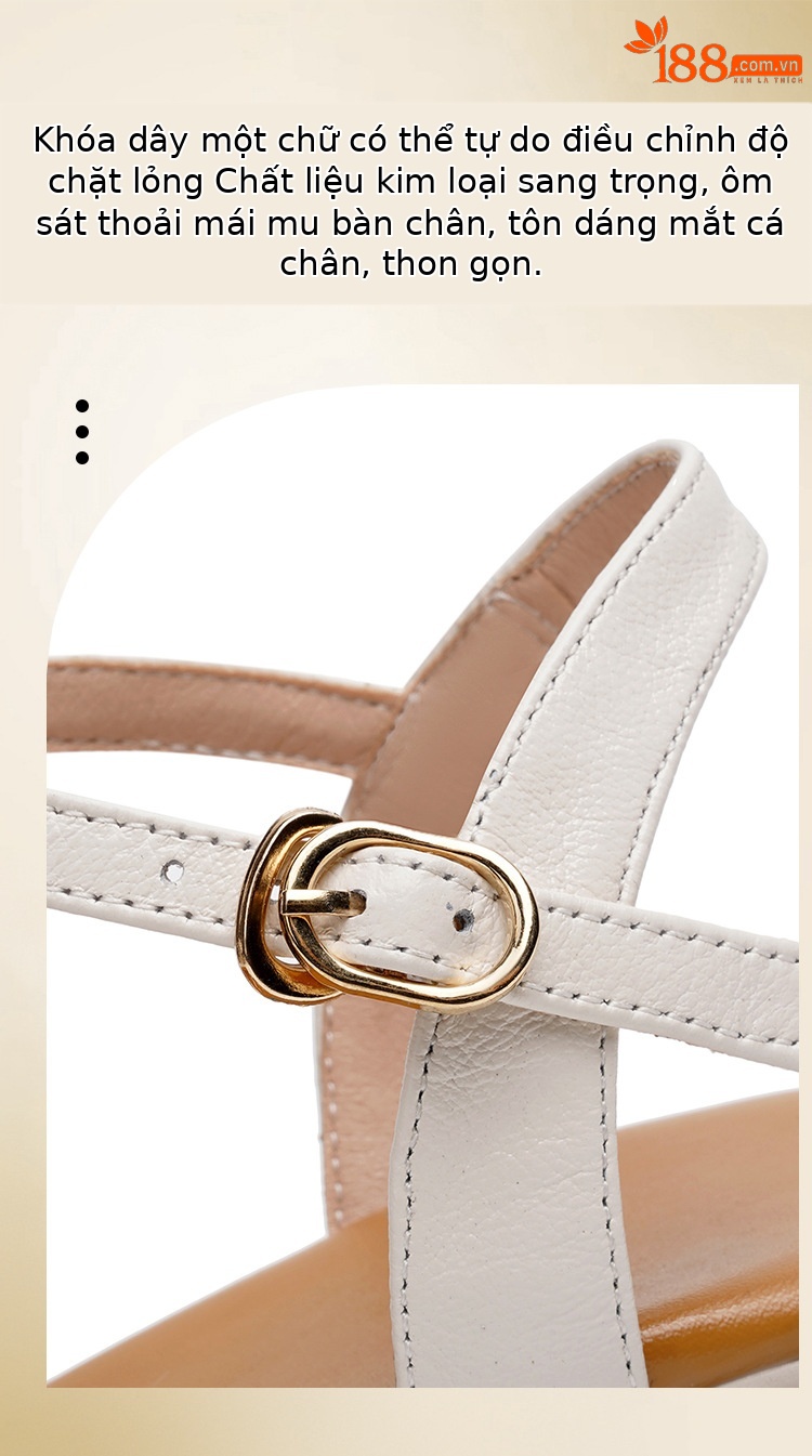 Sandal quai ngang đế dày da thật, giày nữ phối màu mùa hè, đế mềm gót thô — Màu đen chi tiết 10