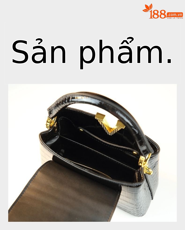 Túi bucket nữ da cá sấu đeo chéo kiểu dáng thời thượng — Màu đen, Màu mơ, Màu trắng chi tiết 6