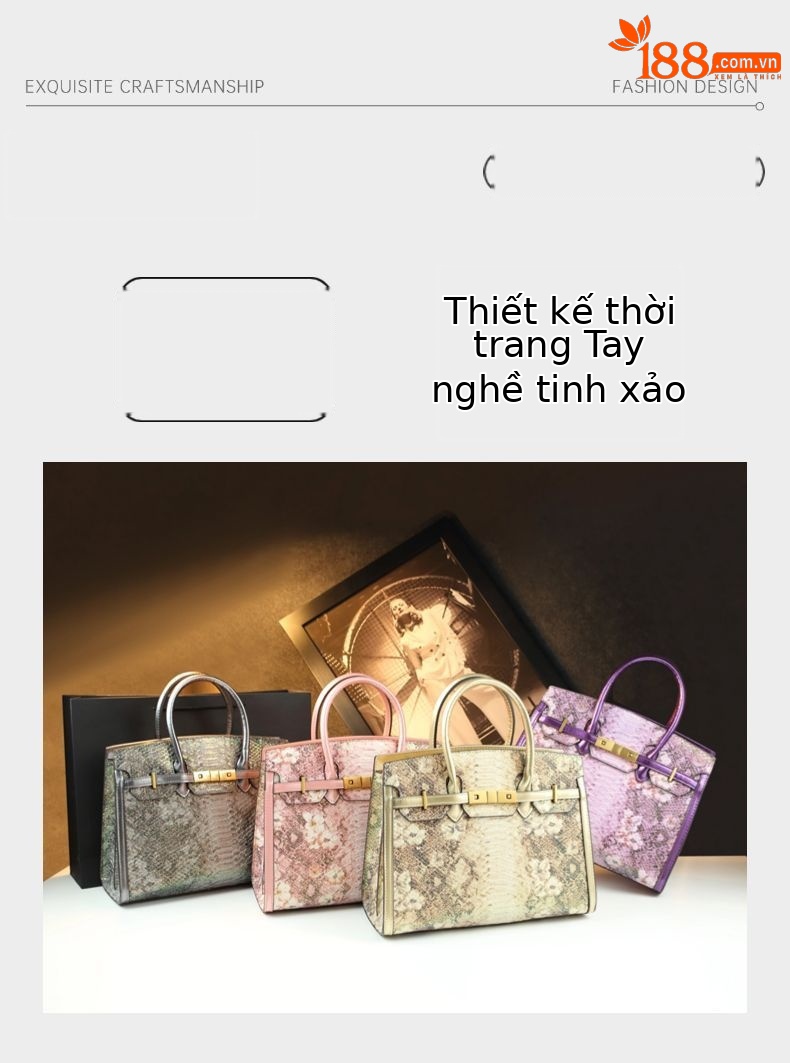 Túi xách tay nữ phong cách công sở sang trọng thiết kế độc đáo — Tím, màu hồng, xám, vàng chi tiết 4
