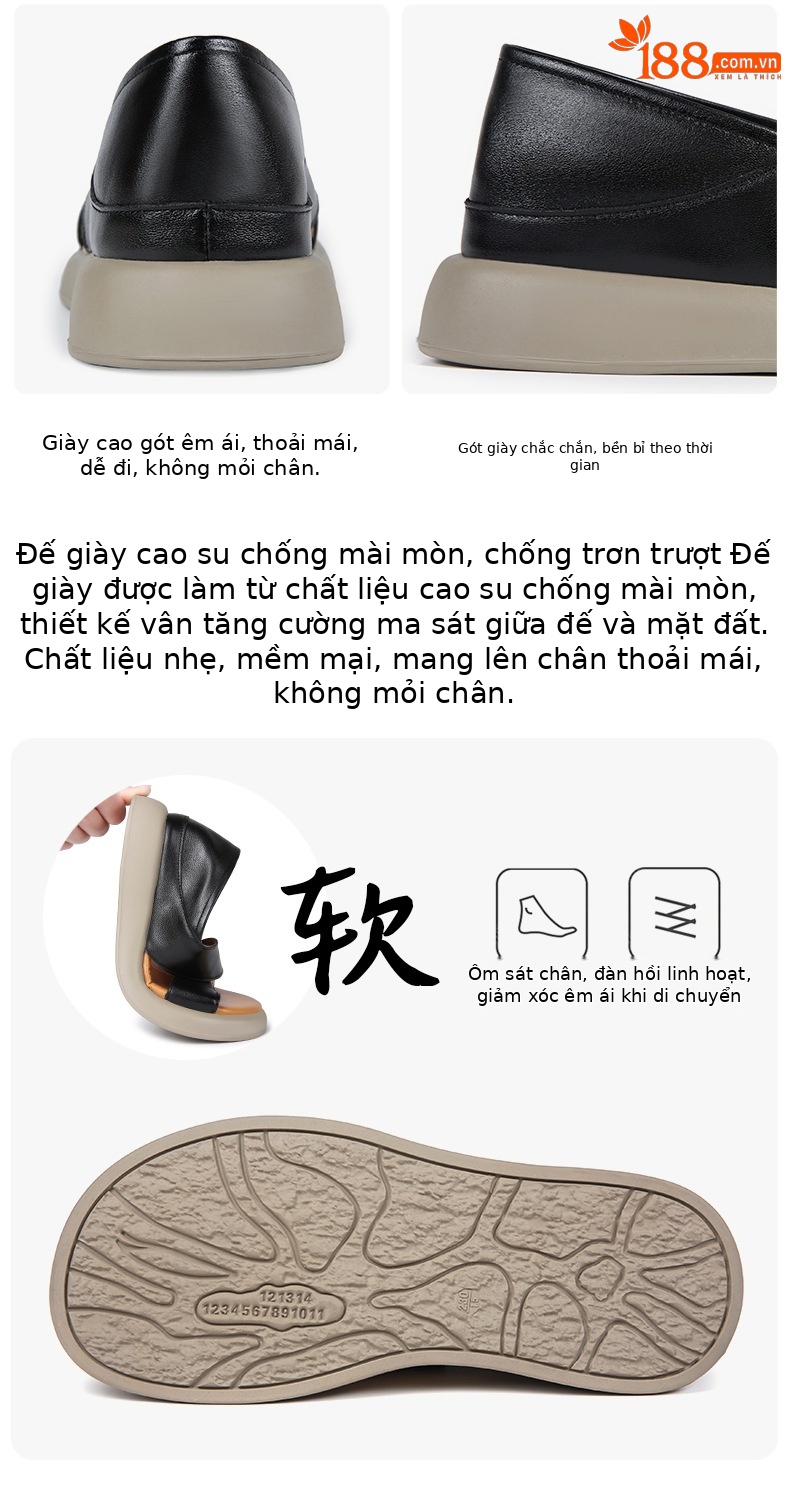 Sandal nữ đế dày đế bằng da thật mềm chống trượt mùa hè — nâu chi tiết 10