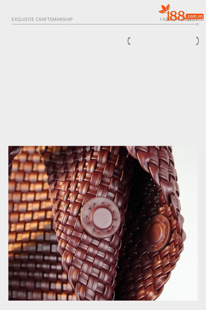 Túi tote vải handmade dệt thủ công cỡ lớn kiểu giỏ mây, phong cách cổ điển — Màu đỏ rượu, Màu nâu, Màu xanh lục đậm, Màu xám đậm chi tiết 4