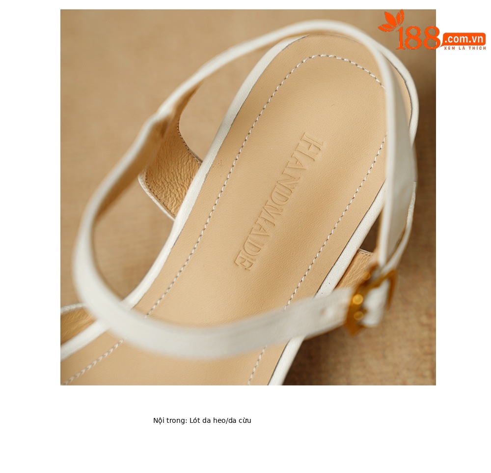 Sandal nữ bít mũi da cừu quai ngang hoa trà đế thấp — Màu đen chi tiết 19