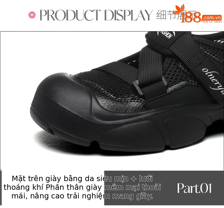 Dép sandal La Mã nữ đế dày mũi kín thoáng khí phong cách thể thao gót 4 cm — JST 7182 gót đen cao 4cm, JST 7182m màu gót cao 4cm chi tiết 1