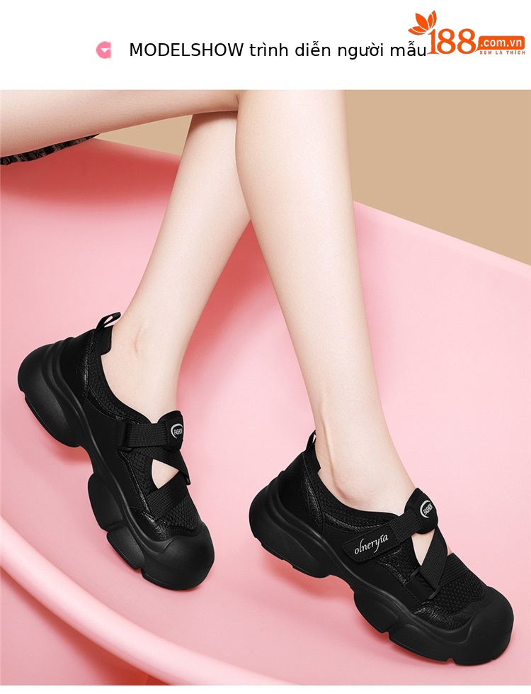 Dép sandal La Mã nữ đế dày mũi kín thoáng khí phong cách thể thao gót 4 cm — JST 7182 gót đen cao 4cm, JST 7182m màu gót cao 4cm chi tiết 16