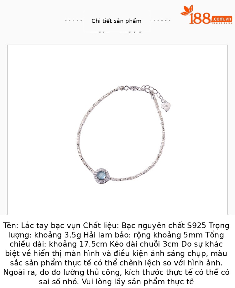 Vòng tay bạc S925 hình tròn phong cách cổ điển — Một chiếc chi tiết 2