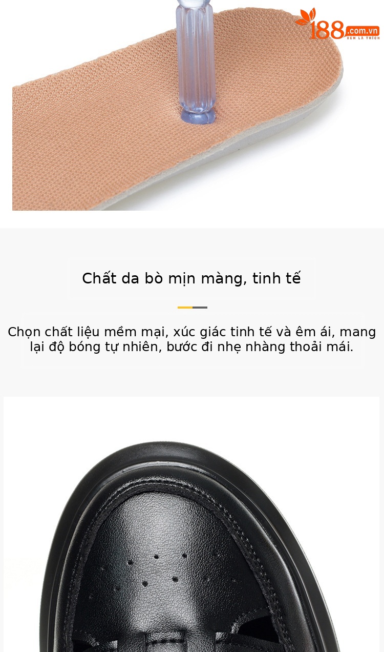 Dép sandal nữ da thật mũi kín quai chữ V đế dày — đen chi tiết 4