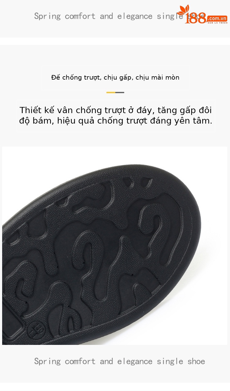 Dép sandal nữ da thật mũi kín quai chữ V đế dày — đen chi tiết 6