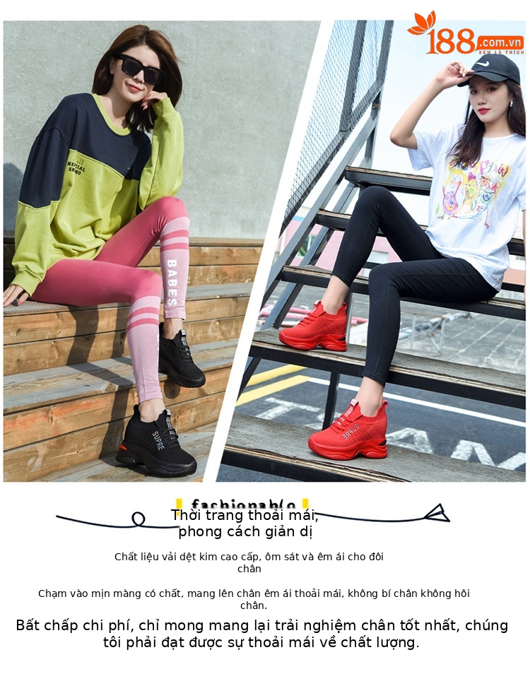 Giày sneaker nữ đế dày tăng chiều cao thoáng khí 2025 — LJ 9113 màu đỏ, LJ 9125 đen trắng thoáng mát phong cách mùa hè, LJ 8117 màu đen, JST 10115 đen đỏ chi tiết 16