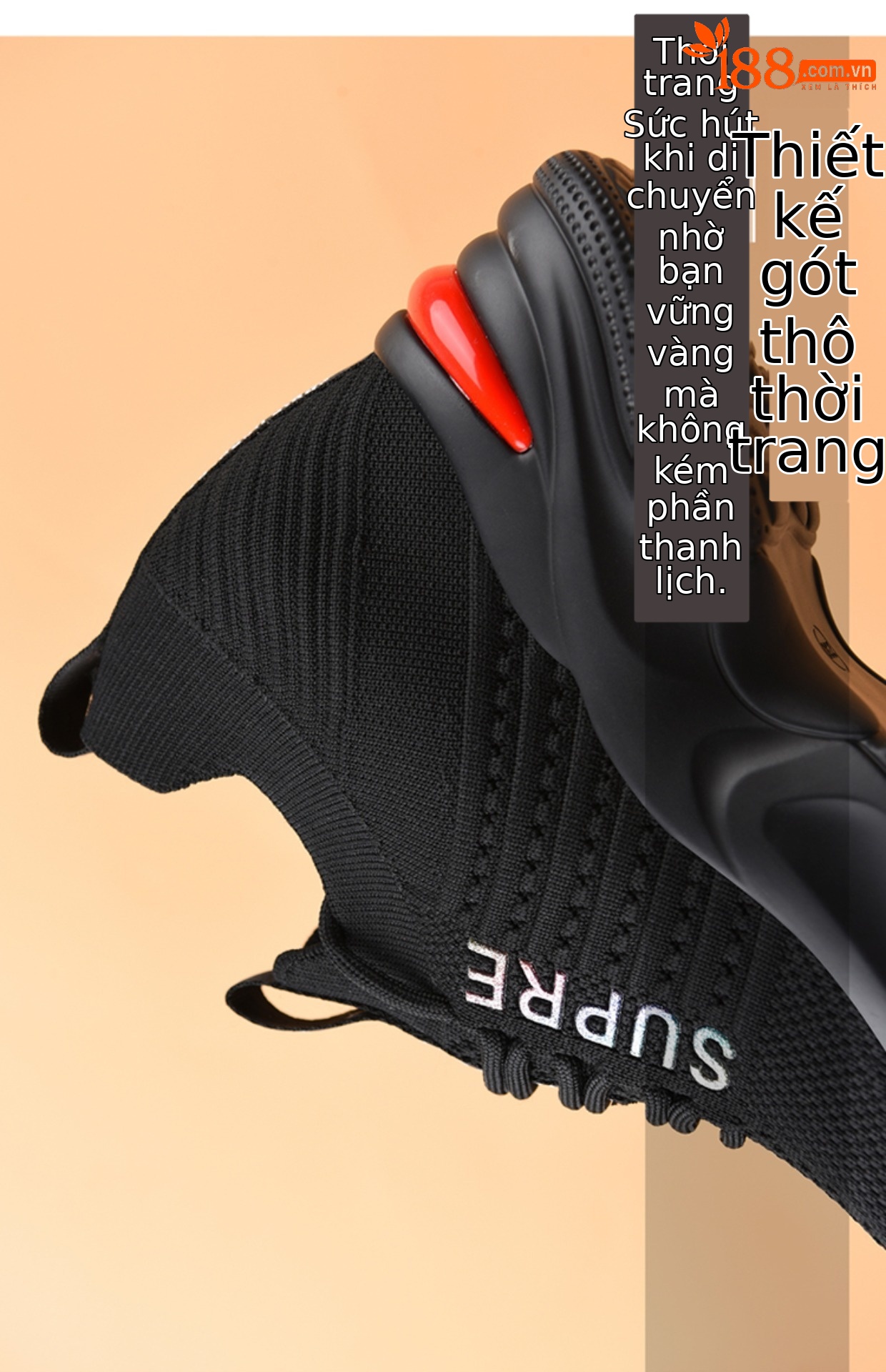 Giày sneaker nữ đế dày tăng chiều cao thoáng khí 2025 — LJ 9113 màu đỏ, LJ 9125 đen trắng thoáng mát phong cách mùa hè, LJ 8117 màu đen, JST 10115 đen đỏ chi tiết 4